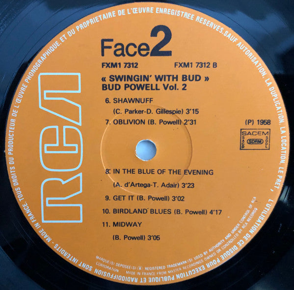 Bud Powell, George Duvivier, Arthur Taylor : Swinging with Bud Vol 2 (LP)