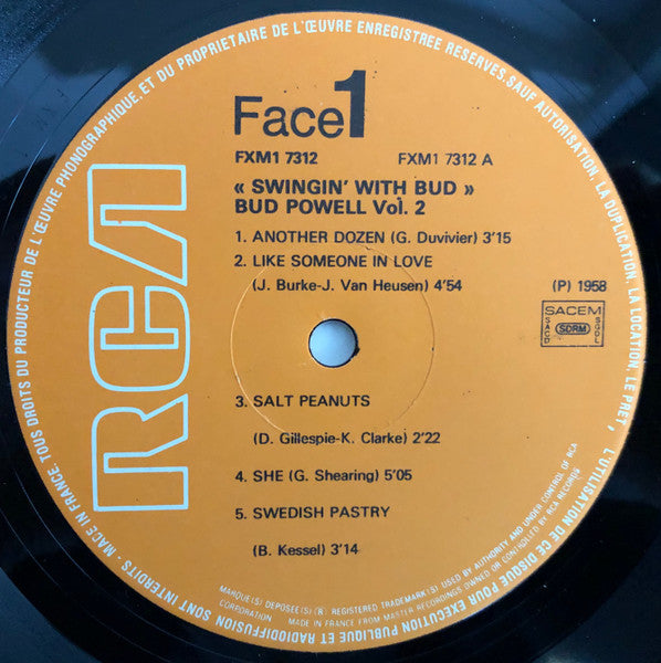Bud Powell, George Duvivier, Arthur Taylor : Swinging with Bud Vol 2 (LP)