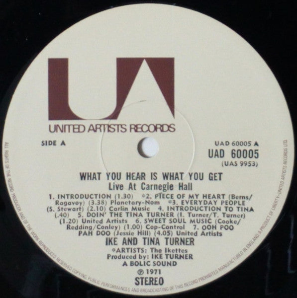 Ike & Tina Turner ~ "What You Hear Is What You Get" - Live At Carnegie Hall (Vinyl) - Djungel & Jazz