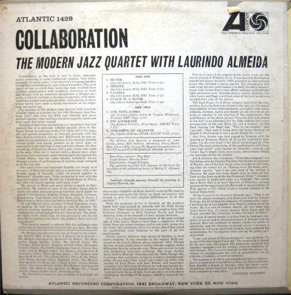 The Modern Jazz Quartet With Laurindo Almeida ~ Collaboration (Vinyl) - Djungel & Jazz