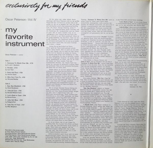 Oscar Peterson : My Favorite Instrument (LP, Album, RE, Gat)