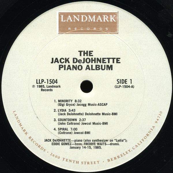 Jack DeJohnette ~ The Jack DeJohnette Piano Album (Vinyl) - Djungel & Jazz