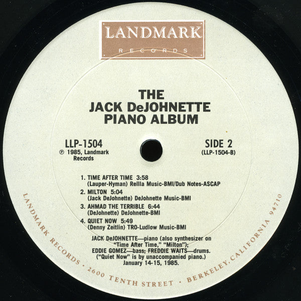 Jack DeJohnette ~ The Jack DeJohnette Piano Album (Vinyl) - Djungel & Jazz