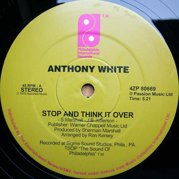 Anthony White / Teddy Pendergrass : Stop And Think It Over / The More I Get, The More I Want (12")