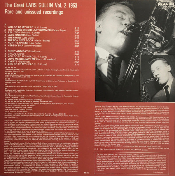 Lars Gullin ~ 1953 - Rare And Unissued Recordings, Vol. 2 (Vinyl) - Djungel & Jazz