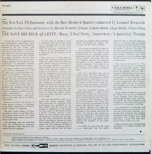 The Dave Brubeck Quartet ~ Music From "West Side Story" And Other Works (Vinyl) - Djungel & Jazz