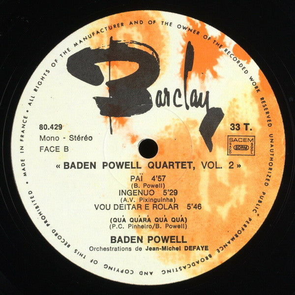Baden Powell Quartet ~ Vol. 2 (Vinyl) - Djungel & Jazz