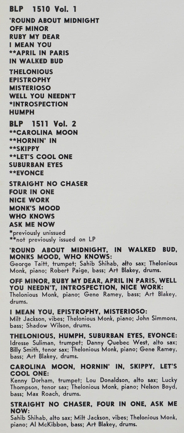 Thelonious Monk : Genius Of Modern Music Volume 2 (LP, Comp, Mono, RE)