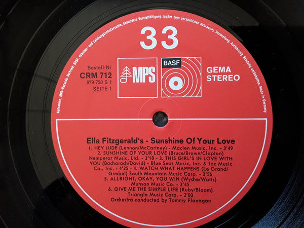 Ella Fitzgerald ~ Sunshine Of Your Love (Vinyl) - Djungel & Jazz