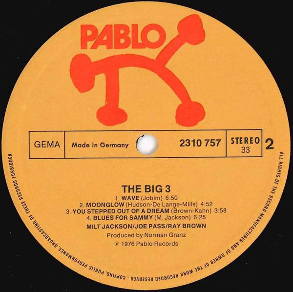 Milt Jackson - Joe Pass - Ray Brown ~ The Big 3 (Vinyl) - Djungel & Jazz