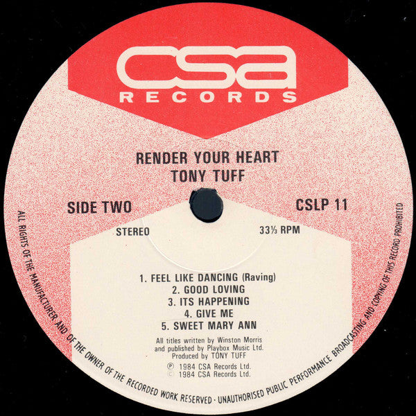 Tony Tuff : Render Your Heart (LP, Album)