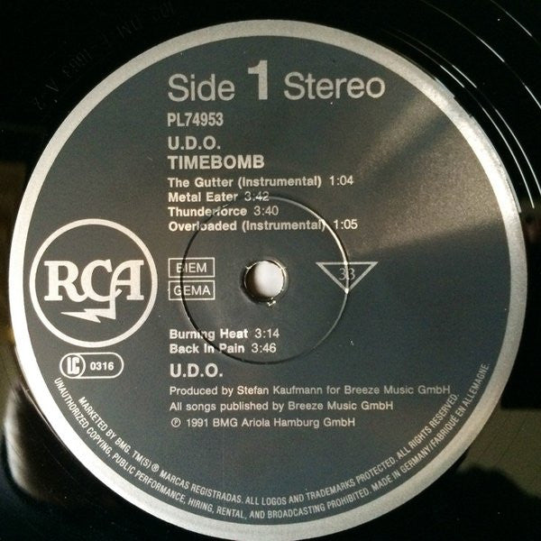 U.D.O.  ~ Timebomb (Vinyl) - Djungel & Jazz