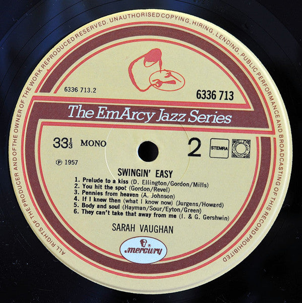 Sarah Vaughan And Her Trio ~ Swingin' Easy (Vinyl) - Djungel & Jazz