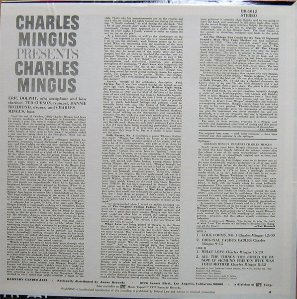 Charles Mingus : Presents Charles Mingus (LP, Album, RE)