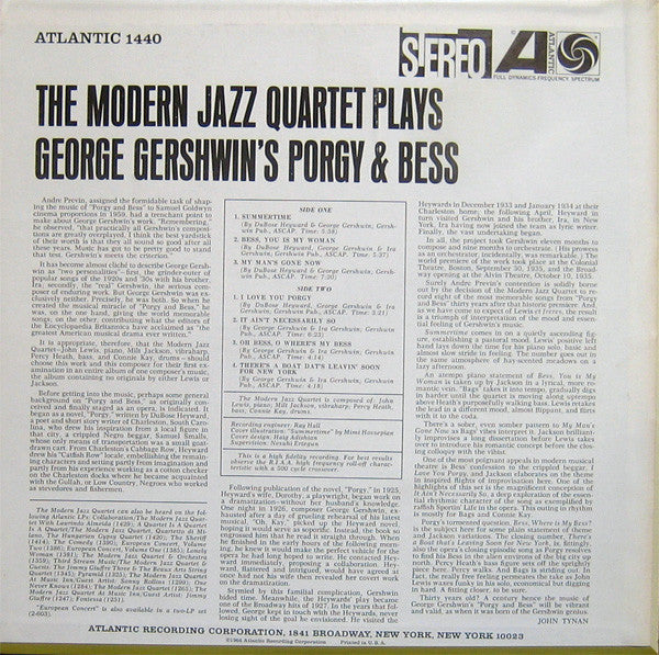 The Modern Jazz Quartet ~ The Modern Jazz Quartet Plays George Gershwin's Porgy & Bess (Vinyl) - Djungel & Jazz