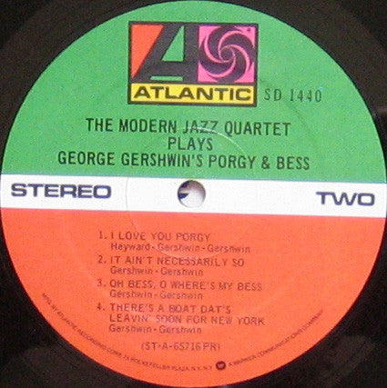 The Modern Jazz Quartet ~ The Modern Jazz Quartet Plays George Gershwin's Porgy & Bess (Vinyl) - Djungel & Jazz