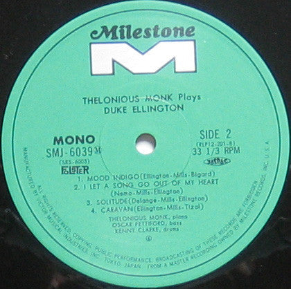 Thelonious Monk ~ Thelonious Monk Plays Duke Ellington (Vinyl) - Djungel & Jazz