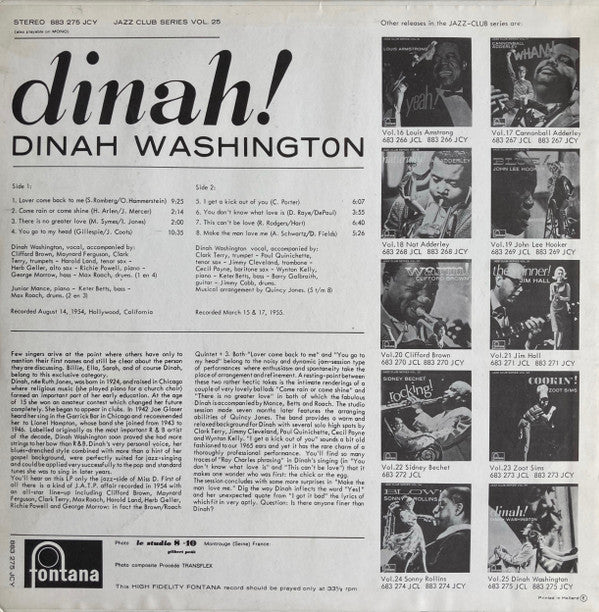 Dinah Washington ~ Dinah! (Vinyl) - Djungel & Jazz