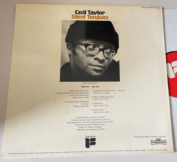 Cecil Taylor : Silent Tongues (LP, Album)