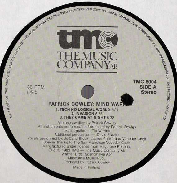 Patrick Cowley ~ Mind Warp (Vinyl) - Djungel & Jazz