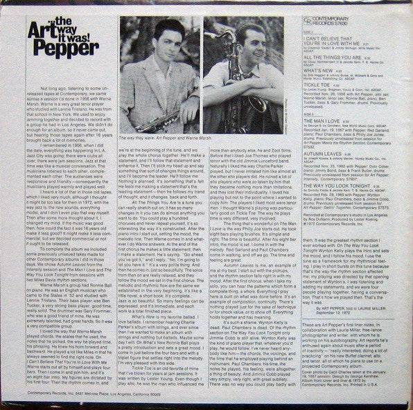 Art Pepper ~ ...The Way It Was! (Vinyl) - Djungel & Jazz