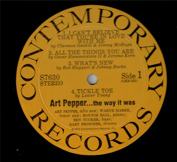 Art Pepper ~ ...The Way It Was! (Vinyl) - Djungel & Jazz