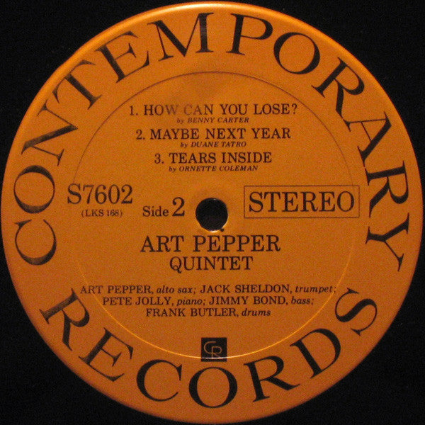 Art Pepper Quintet : Smack Up (LP, Album, RP, Mon)