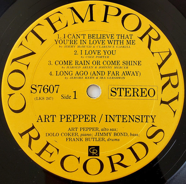 Art Pepper : Intensity (LP, Album, RE, RP)