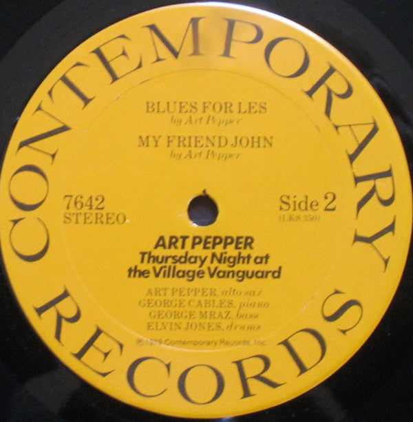 Art Pepper ~ Thursday Night At The Village Vanguard (Vinyl) - Djungel & Jazz
