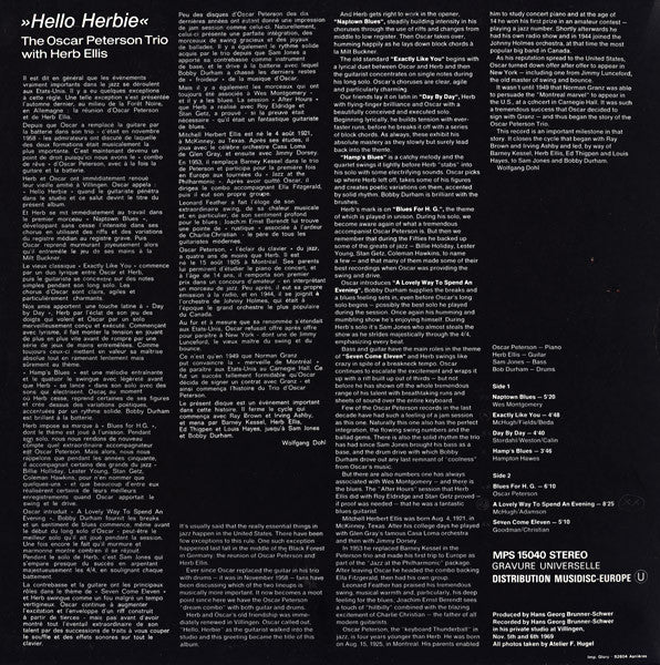 The Oscar Peterson Trio With Herb Ellis ~ "Hello Herbie" (Vinyl) - Djungel & Jazz