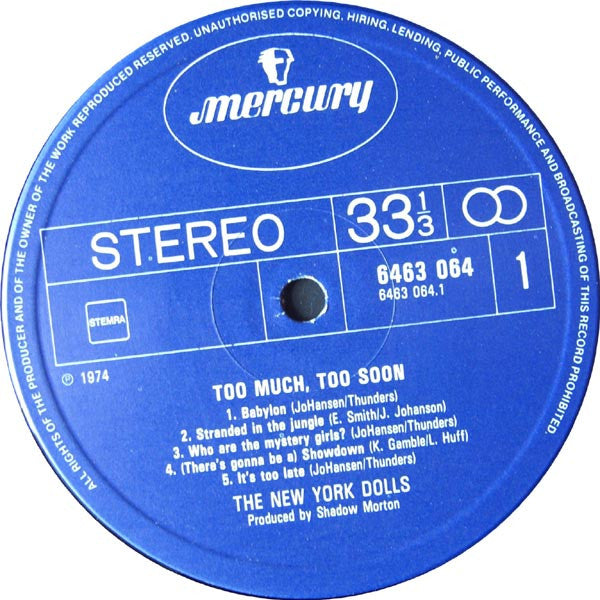 New York Dolls : Too Much Too Soon (LP, Album)
