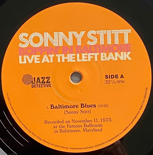 Sonny Stitt ~ Boppin' In Baltimore: Live At The Left Bank (Vinyl) - Djungel & Jazz