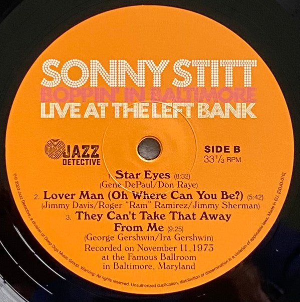 Sonny Stitt ~ Boppin' In Baltimore: Live At The Left Bank (Vinyl) - Djungel & Jazz