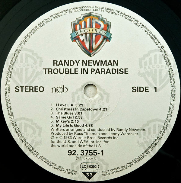 Randy Newman ~ Trouble In Paradise (Vinyl) - Djungel & Jazz