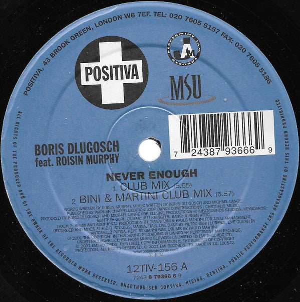 Boris Dlugosch Feat. Roisin Murphy ~ Never Enough (Vinyl) - Djungel & Jazz
