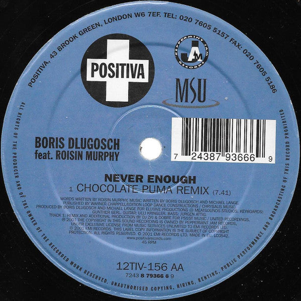 Boris Dlugosch Feat. Roisin Murphy ~ Never Enough (Vinyl) - Djungel & Jazz