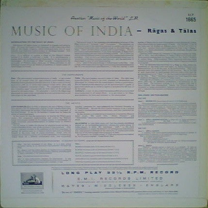 Ravi Shankar With Alla Rakha ~ Music Of India - Ragas And Talas (Vinyl) - Djungel & Jazz