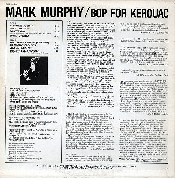 Mark Murphy ~ Bop For Kerouac (Vinyl) - Djungel & Jazz