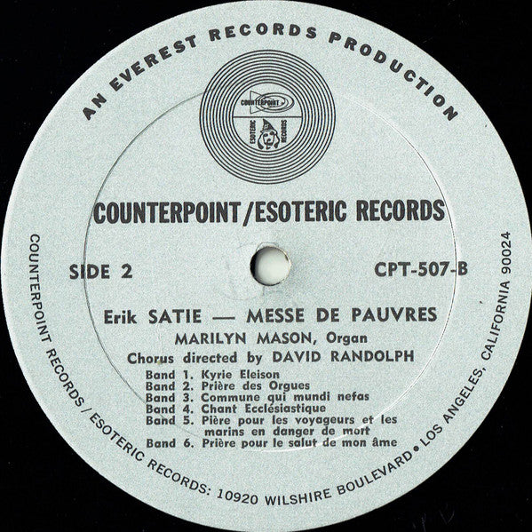 Arnold Schoenberg / Eric Satie ~ Variations On A Recitative / Mass For The Poor (Vinyl) - Djungel & Jazz