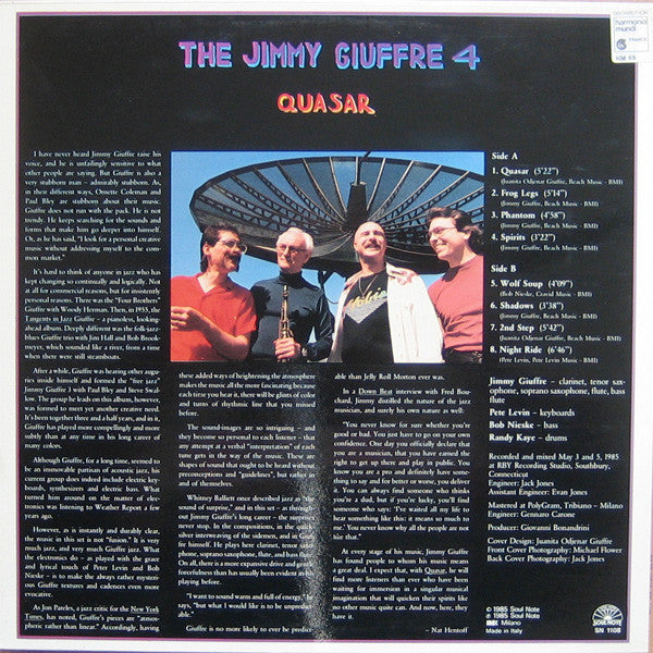 The Jimmy Giuffre 4 : Quasar (LP, Album)