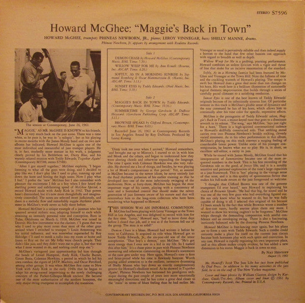 Howard McGhee : Maggie's Back In Town!! (LP, Album, RE)