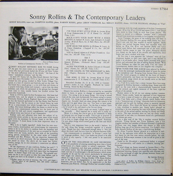 Sonny Rollins ~ Sonny Rollins And The Contemporary Leaders (Vinyl) - Djungel & Jazz