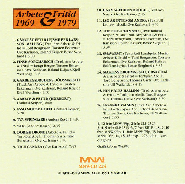 Arbete & Fritid ~ 1969-1979 (Vinyl) - Djungel & Jazz