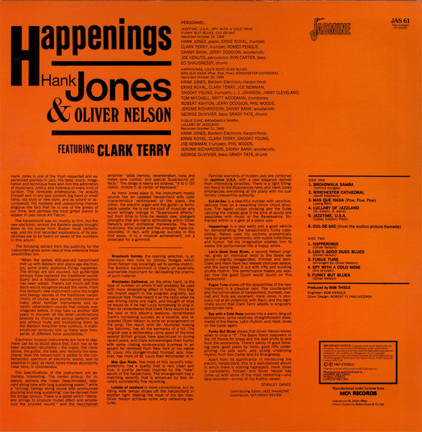 Hank Jones & Oliver Nelson ~ Happenings (Vinyl) - Djungel & Jazz