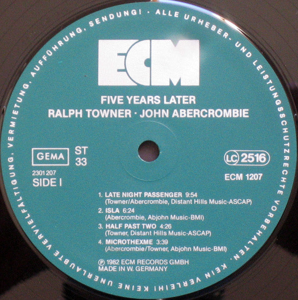 Ralph Towner / John Abercrombie ~ Five Years Later (Vinyl) - Djungel & Jazz