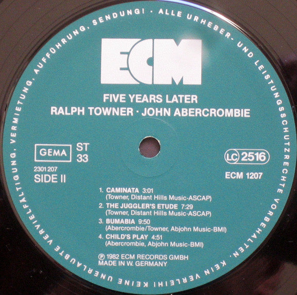 Ralph Towner / John Abercrombie ~ Five Years Later (Vinyl) - Djungel & Jazz