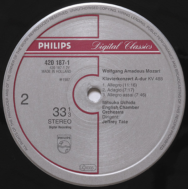 Mozart, Mitsuko Uchida, English Chamber Orchestra, Jeffrey Tate ~ Piano Concertos No.22 KV482 ∙ No.23 KV488 (Vinyl) - Djungel & Jazz