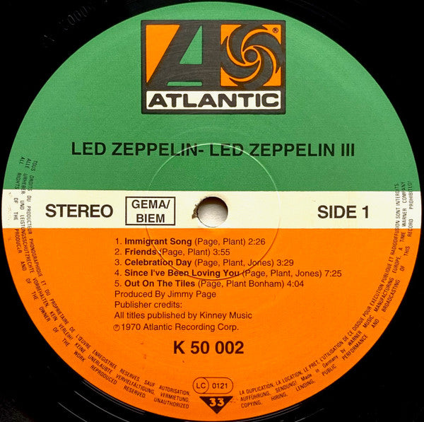 Led Zeppelin : Led Zeppelin III (LP, Album, RE, RP, Gat)