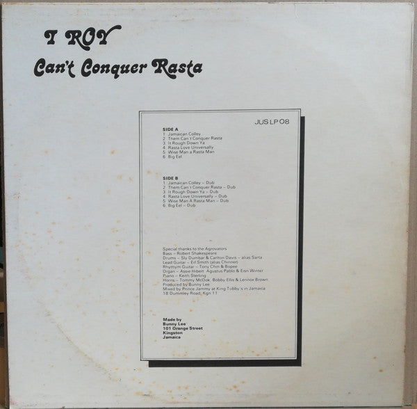 I-Roy : Can't Conquer Rasta (LP, Album)