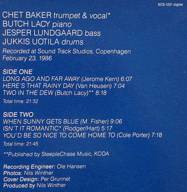 Chet Baker Quartet ~ When Sunny Gets Blue (Vinyl) - Djungel & Jazz